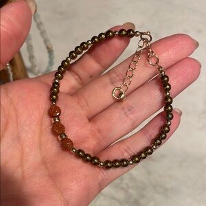 Gold and Brown Open Design Bracelet with Delicate Links